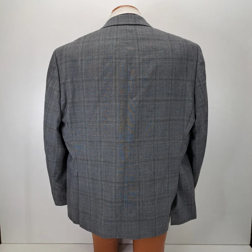 LAUREN Ralph Lauren Gray Plaid Wool Blend 2 Piece Suit 48R Jacket & Pants Mens
